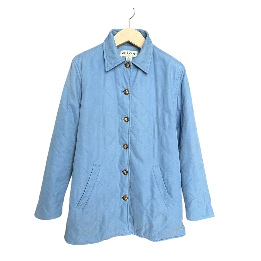 Orvis Quilted Button Front Jacket Size S, Light Blue